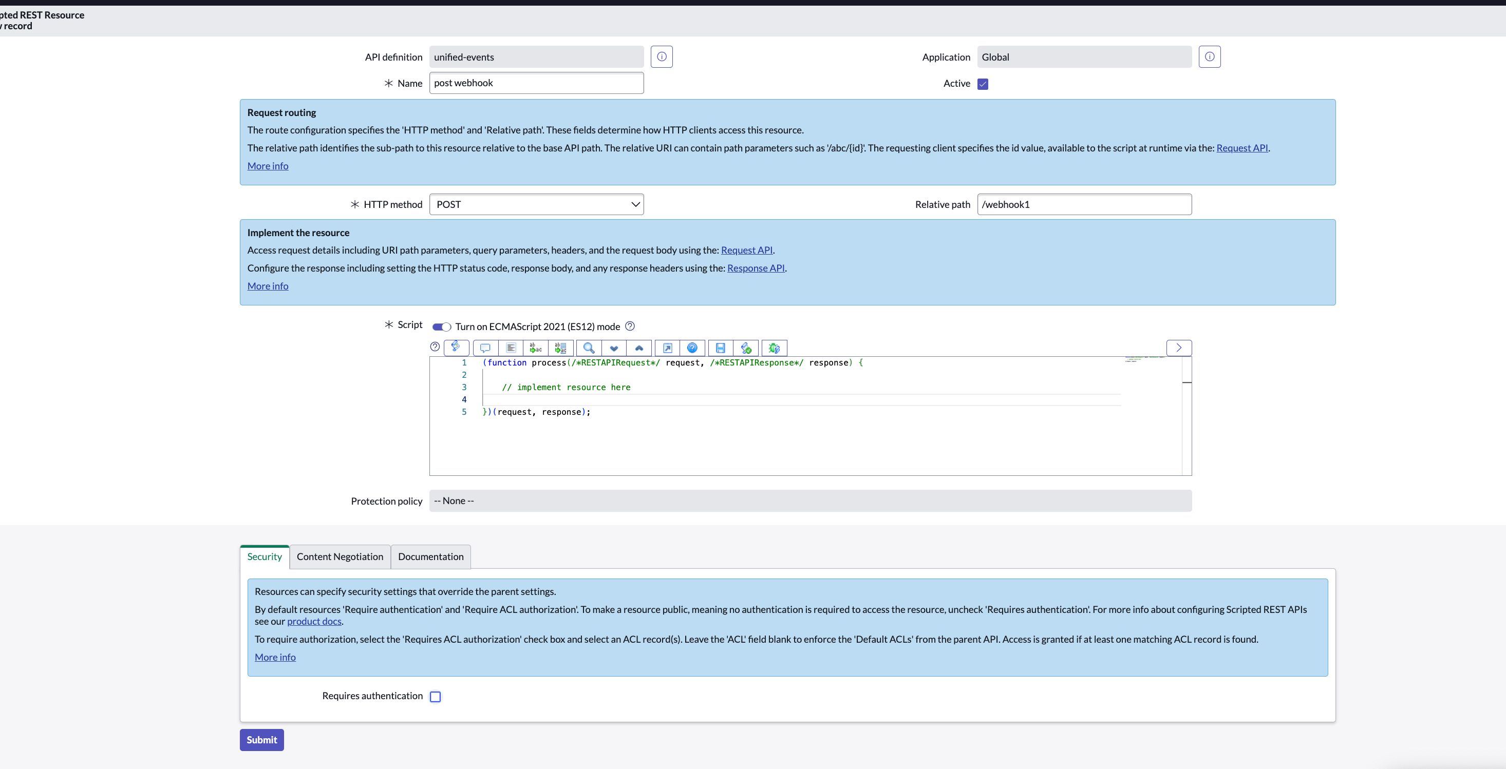 Registering a scripted REST API handler